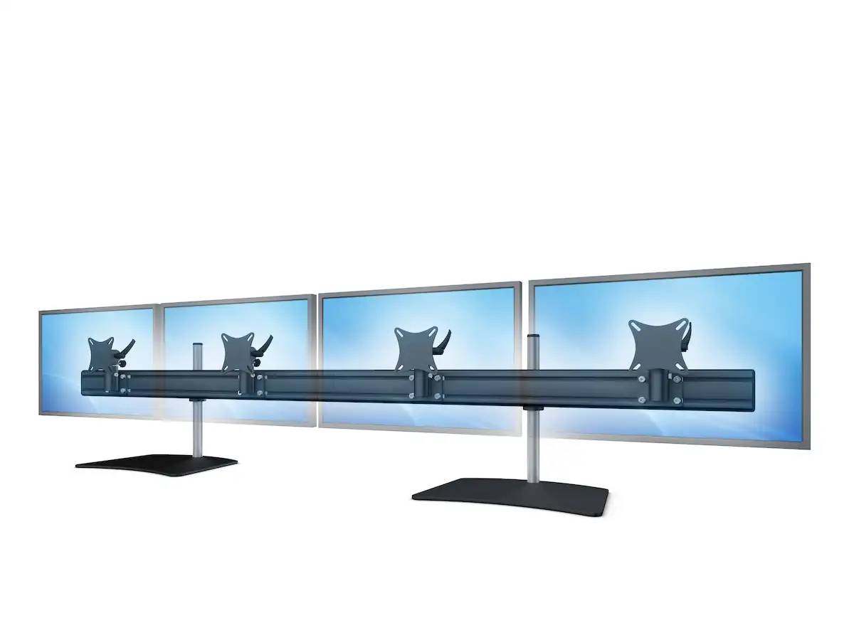 Flat-System Monitorhalter für 4 Monitore mit Tisch-Stand-Fuß 4er - 20''-24"