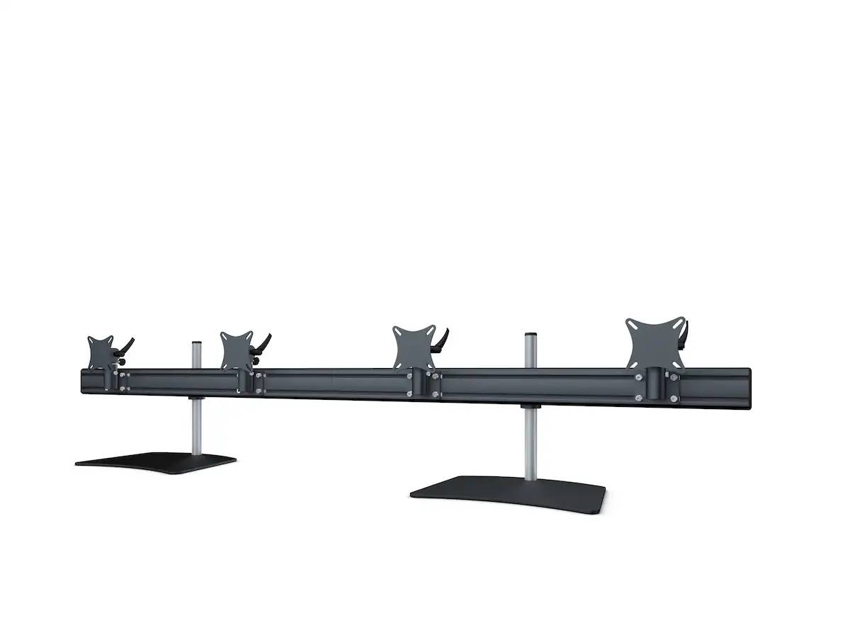 Flat-System Monitorhalter für 4 Monitore mit Tisch-Stand-Fuß 4er - 20''-24"