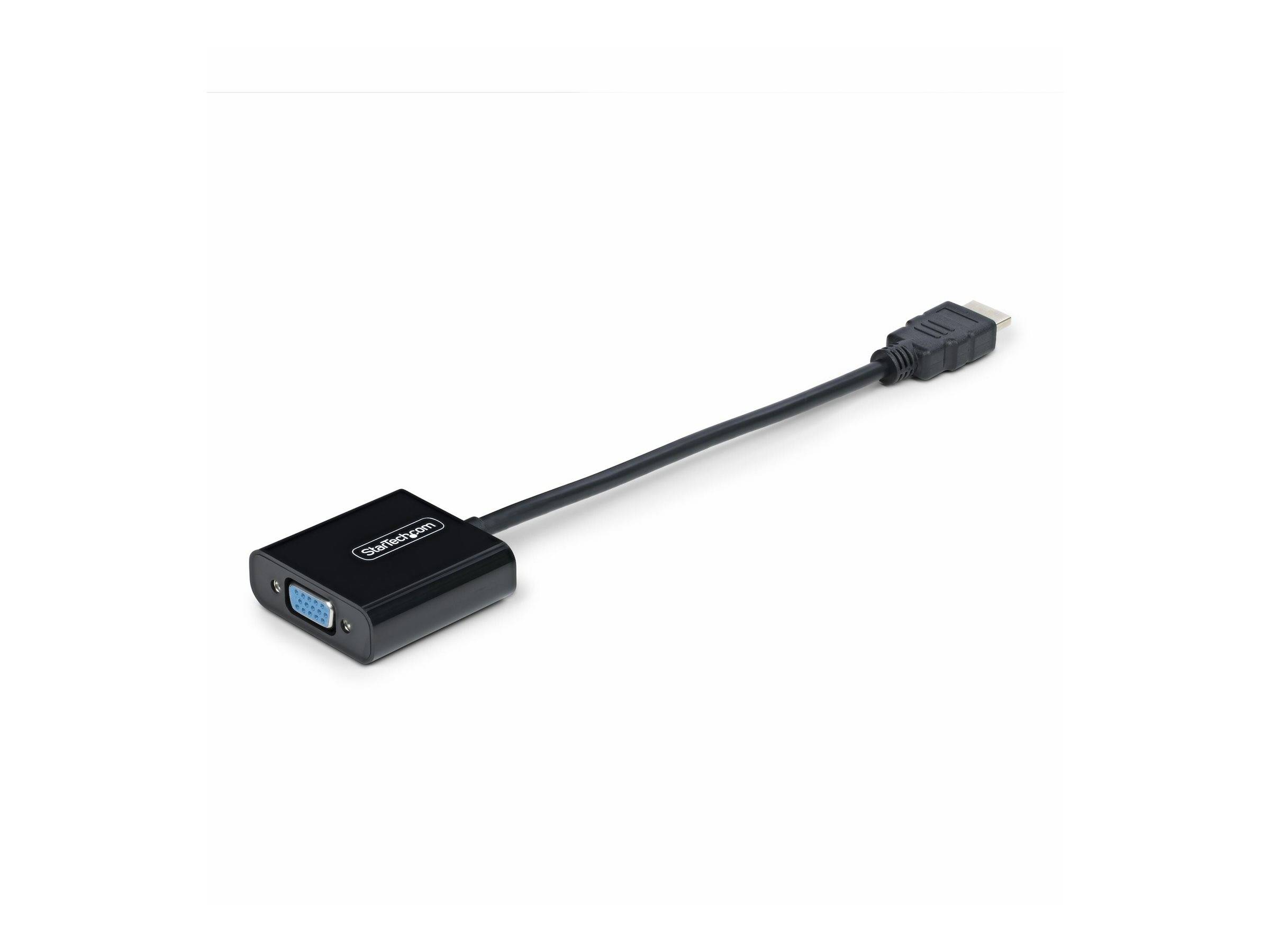 Schwarzes HDMI-auf-VGA-Adapterkabel mit HDMI-Stecker und VGA-Buchse