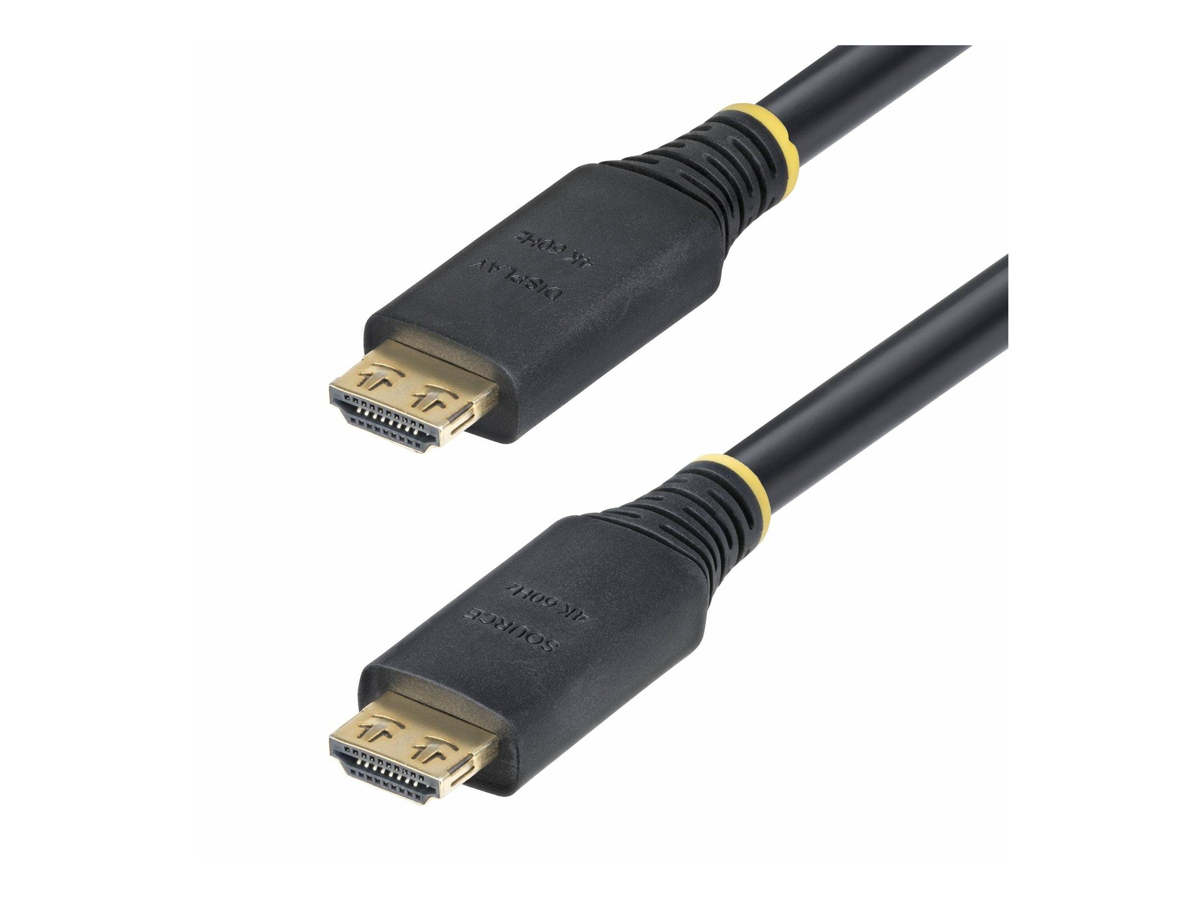 Zwei schwarze HDMI-Kabel mit goldenen Anschlüssen, nebeneinander platziert, zeigen ihre Kompatibilität für hochauflösende Video- und Audioübertragung.