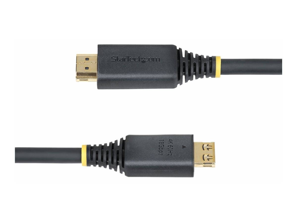 Zwei Nahaufnahmen eines schwarzen HDMI-Kabels mit Steckverbindern auf jedem Ende vor weißem Hintergrund.