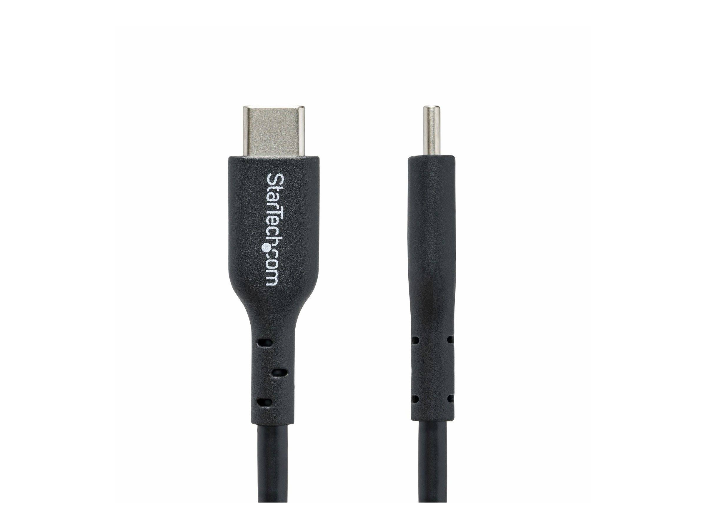 StarTech.com' schwarzes USB-C zu USB-C Kabel, das beide Anschlussenden vor einem weißen Hintergrund zeigt.