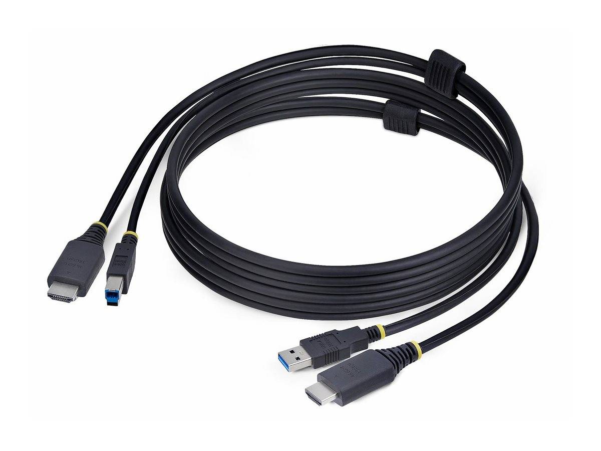 Ein gewundenes schwarzes USB 3.0-Kabel mit einem Standard-USB-A-Anschluss und einem USB-C-Anschluss, entwickelt für Datentransfer und Laden.