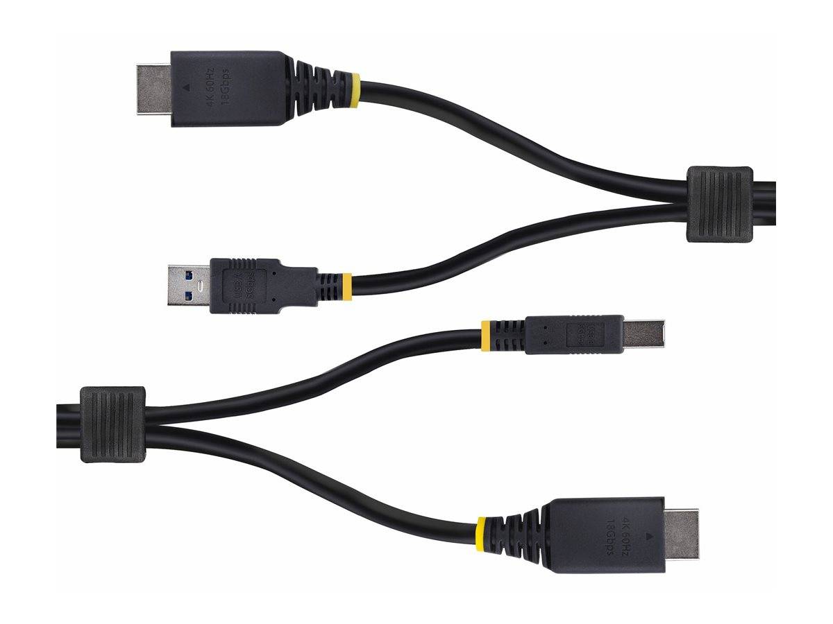 Vier schwarze USB-Kabel mit verschiedenen Anschlüssen, darunter USB-C, USB-A und Micro-USB, auf einem weißen Hintergrund.