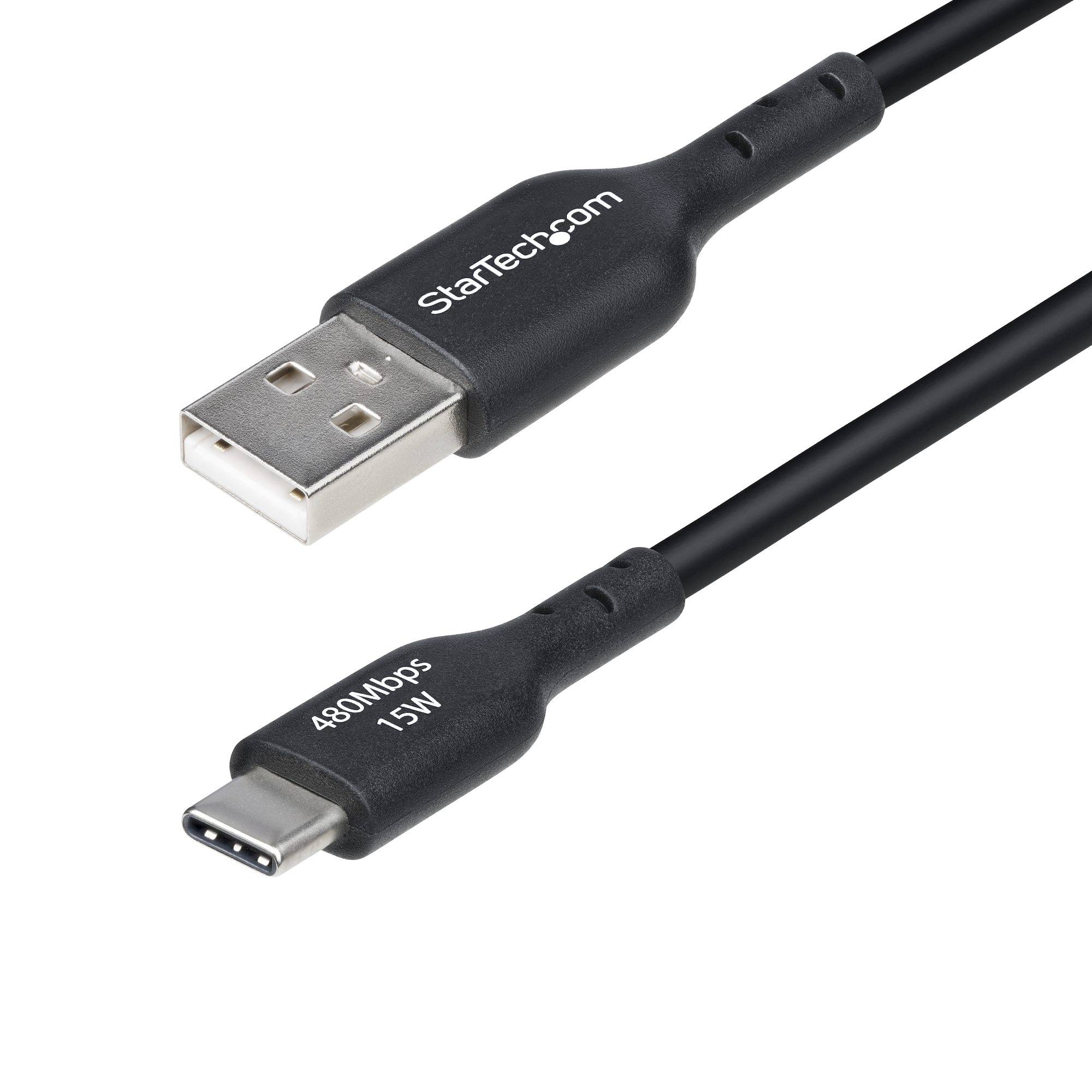 Schwarzes USB-A zu USB-C Kabel mit „StarTech.com