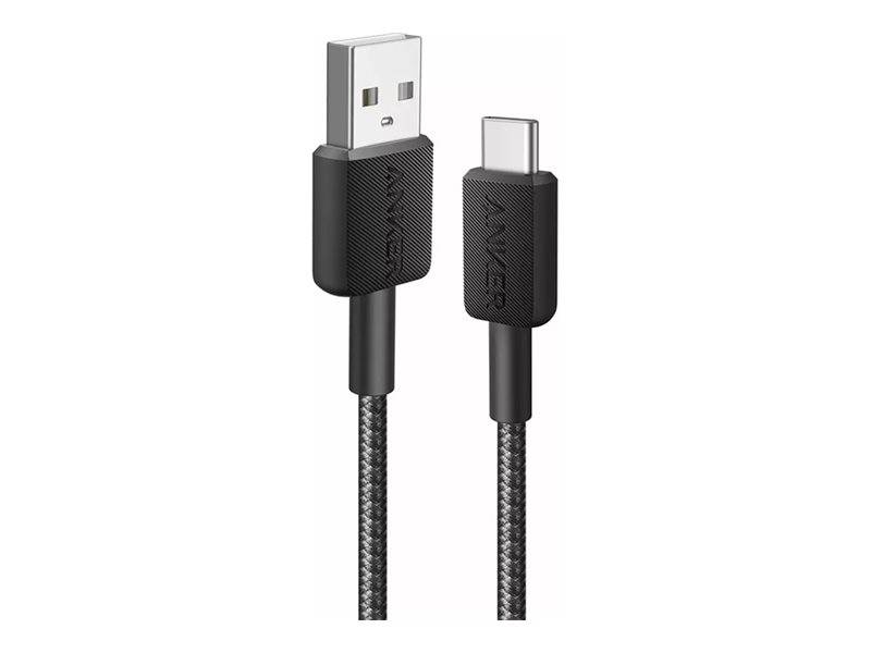 USB-A auf USB-C Kabel mit schwarzem geflochtenen Design für Langlebigkeit.