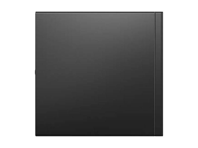 Ein minimalistisches schwarzes Quadratobjekt mit cleanen Kanten, von vorne betrachtet, das ein modernes, schlichtes elektronisches Gerät oder Haushaltsgerät andeutet.