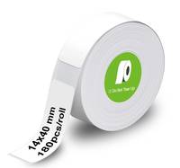 Eine Rolle mit Etiketten, auf denen 14x40 mm 180 Stück/Rolle steht, mit einem grünen Kreislogo über dem Text.