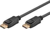 Ein schwarzes Kabel mit goldenen Anschlüssen an beiden Enden, das einem DisplayPort-Kabel ähnelt und für Audio- und Videoverbindungen zwischen Geräten verwendet wird.
