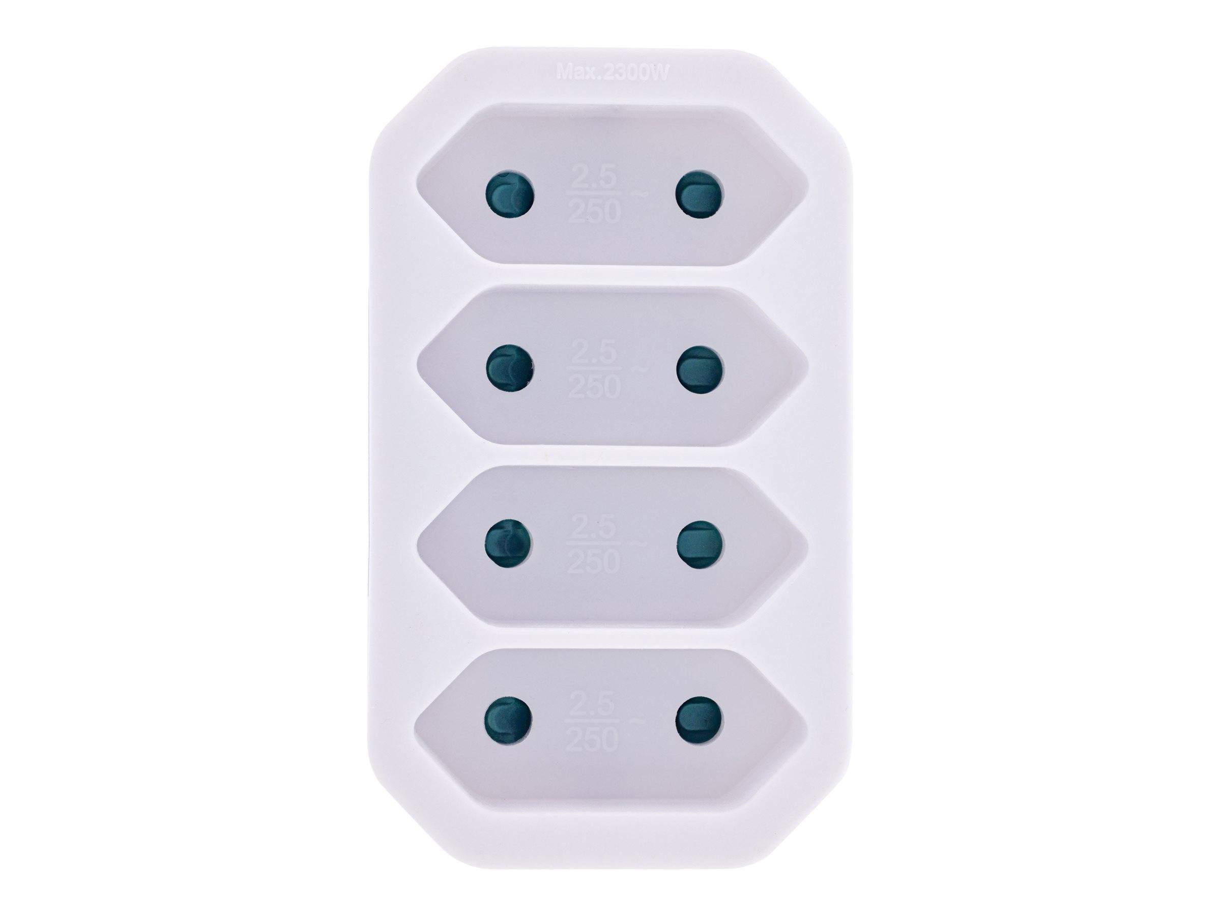 InLine Steckdosenadapter - Schutzkontakt Stecker an 4x Eurobuchse - weißweiß