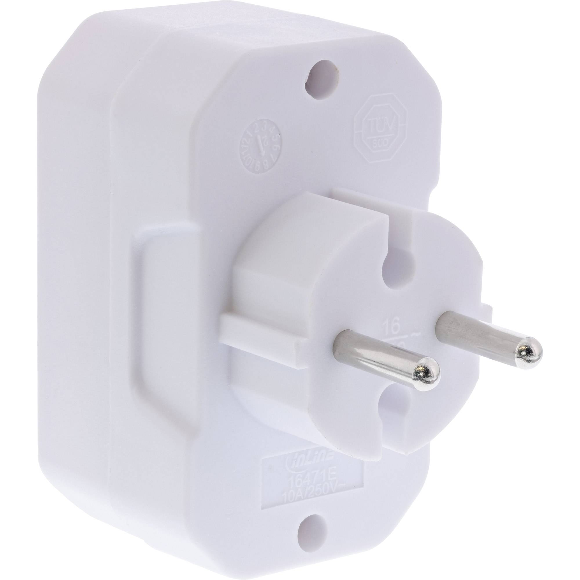 InLine Steckdosenadapter - Schutzkontakt Stecker an 4x Eurobuchse - weißweiß