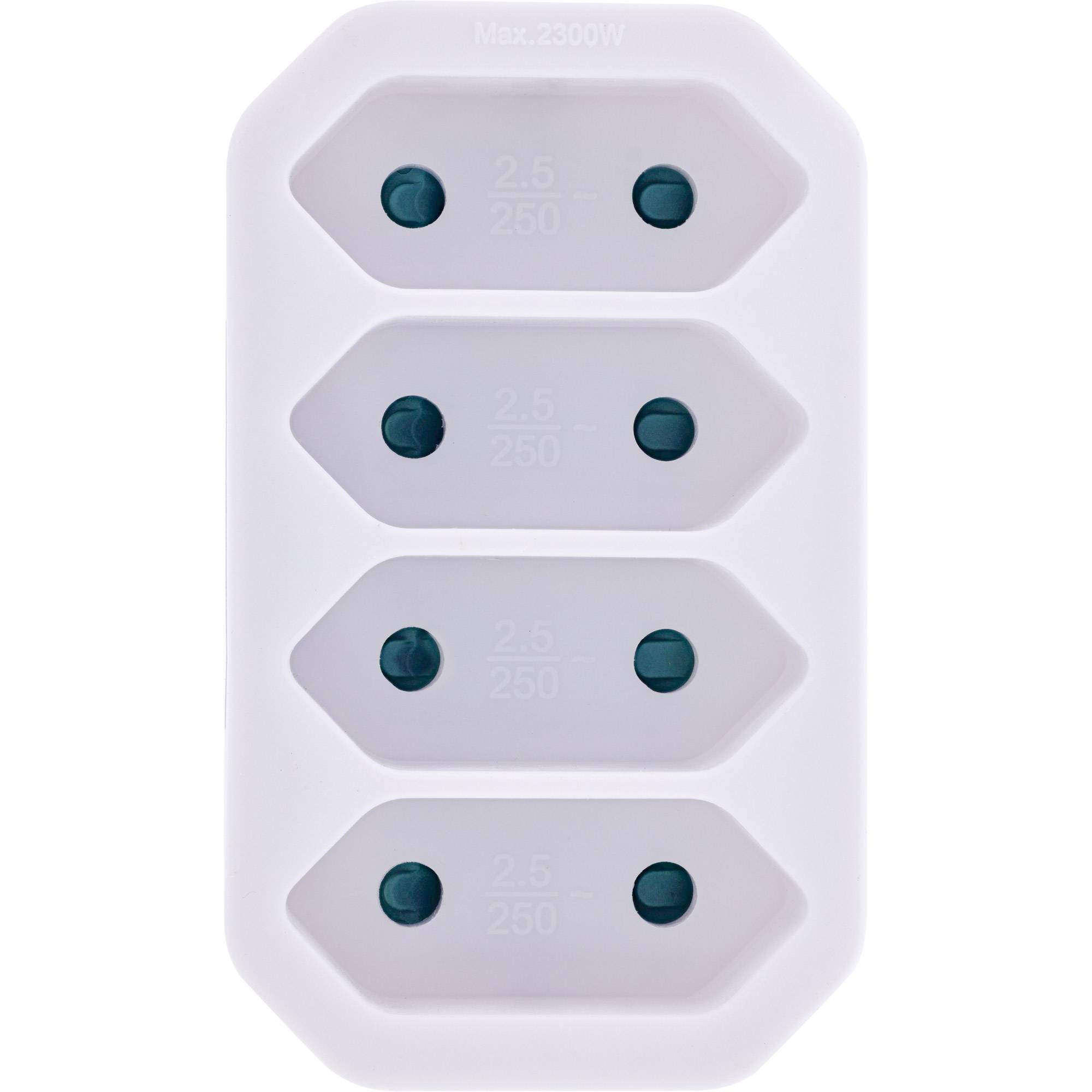 InLine Steckdosenadapter - Schutzkontakt Stecker an 4x Eurobuchse - weißweiß