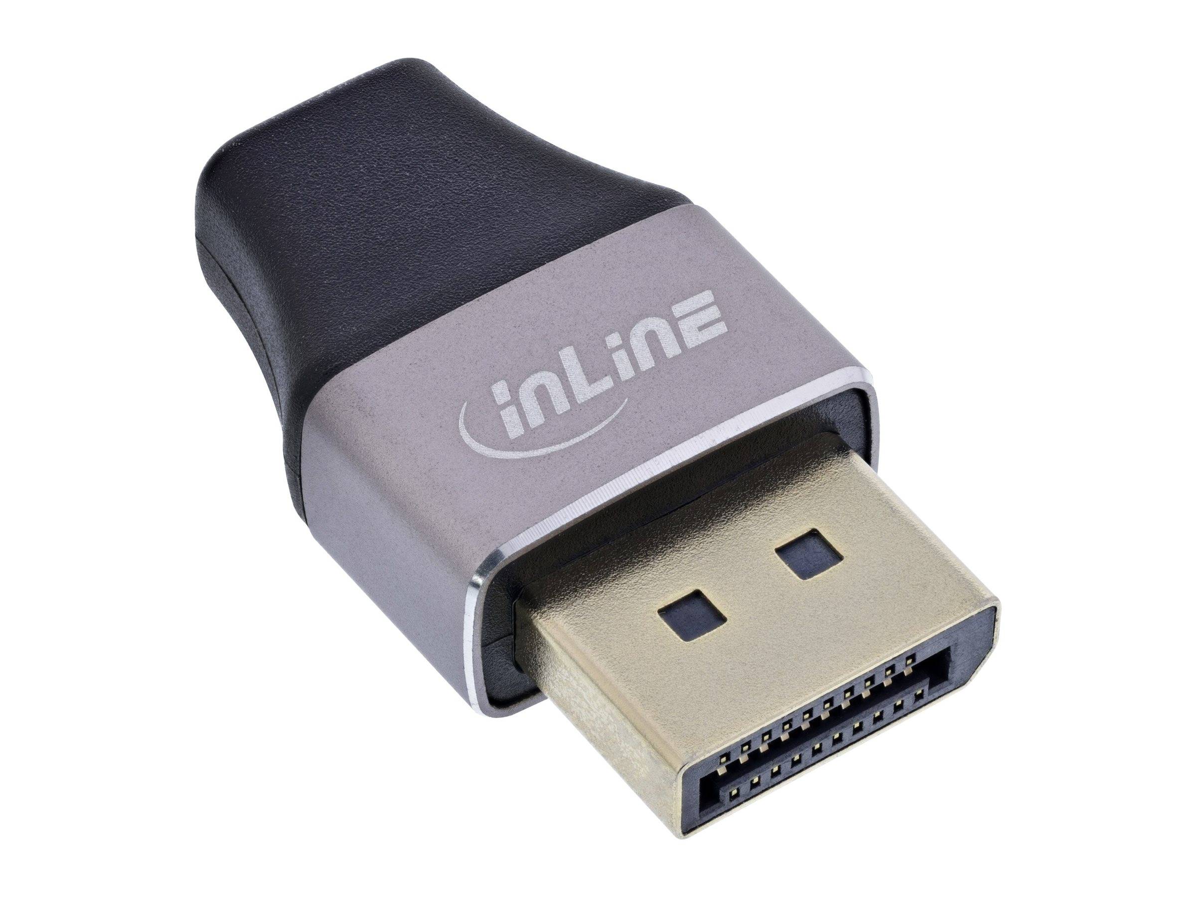 Inline DisplayPort-zu-HDMI-Adapter verfügt über einen DisplayPort-Stecker männlich und einen HDMI-Anschluss weiblich und wird verwendet, um eine DisplayPort-Quelle mit einem HDMI-Display zu verbinden.