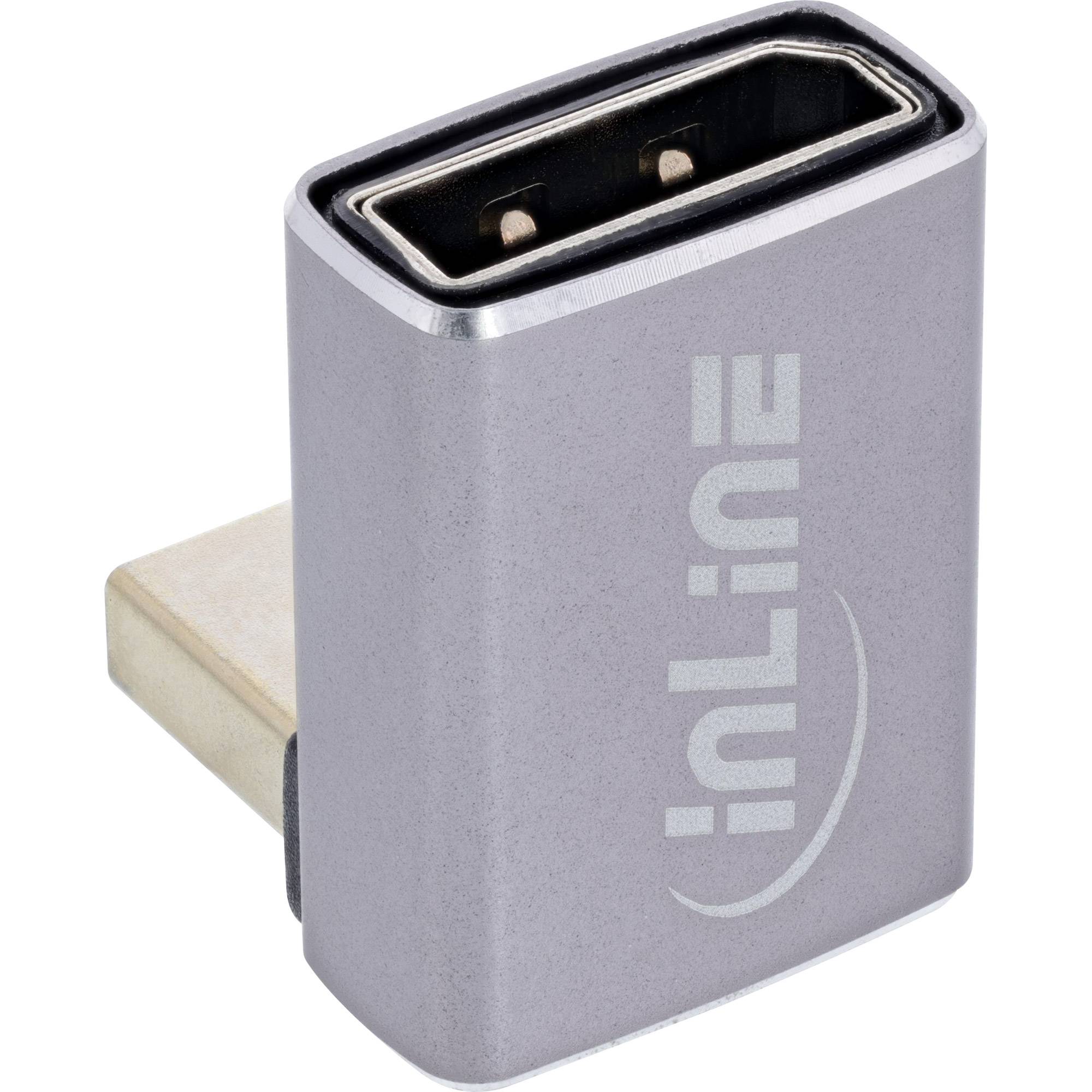 InLine DisplayPort 1.4 Adapter - DisplayPort Stecker / Buchse - 90° unten -
