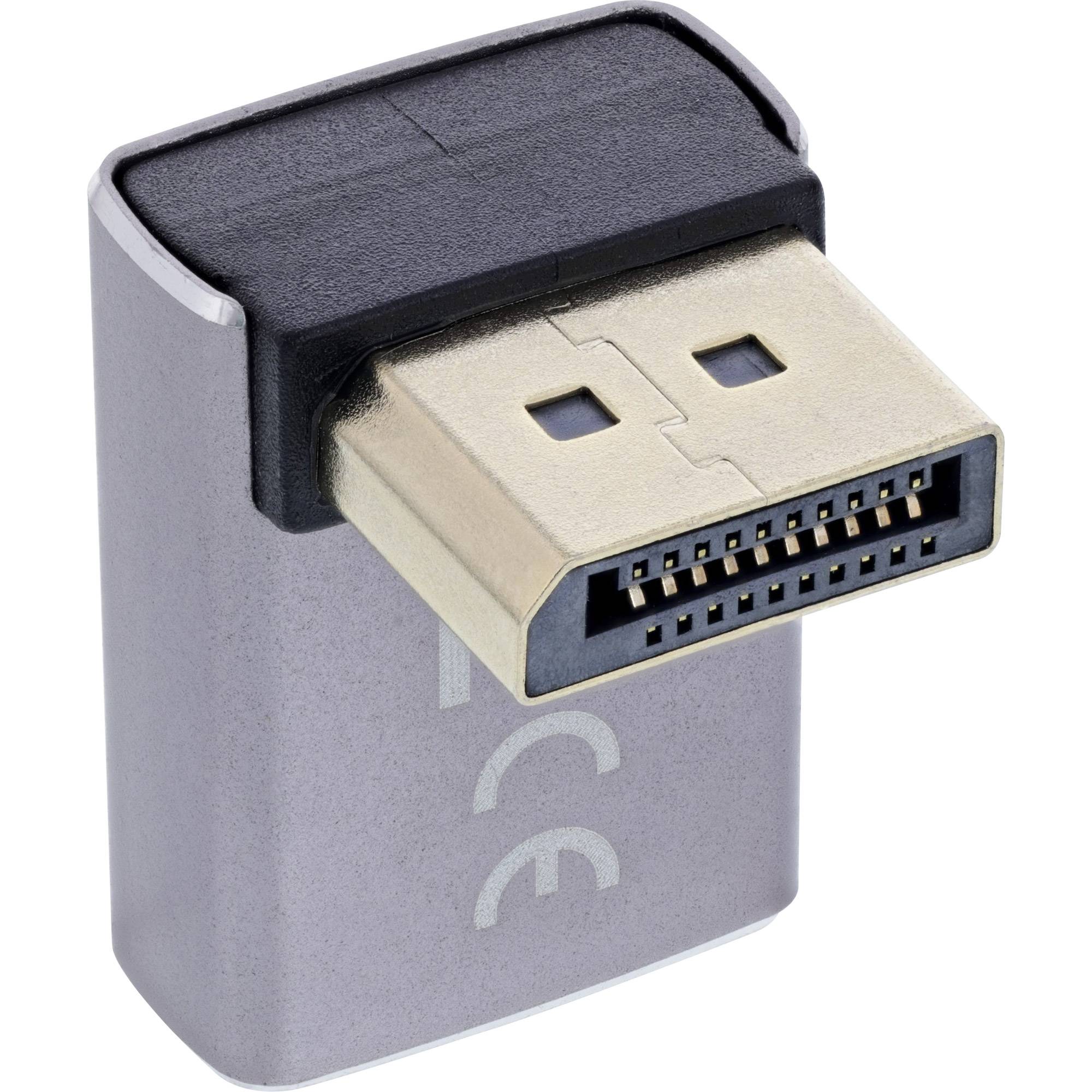 Ein USB-Adapter mit einem Metallgehäuse und einem USB-C-Anschluss, der zum Verbinden von Geräten oder zur Datenübertragung verwendet wird.