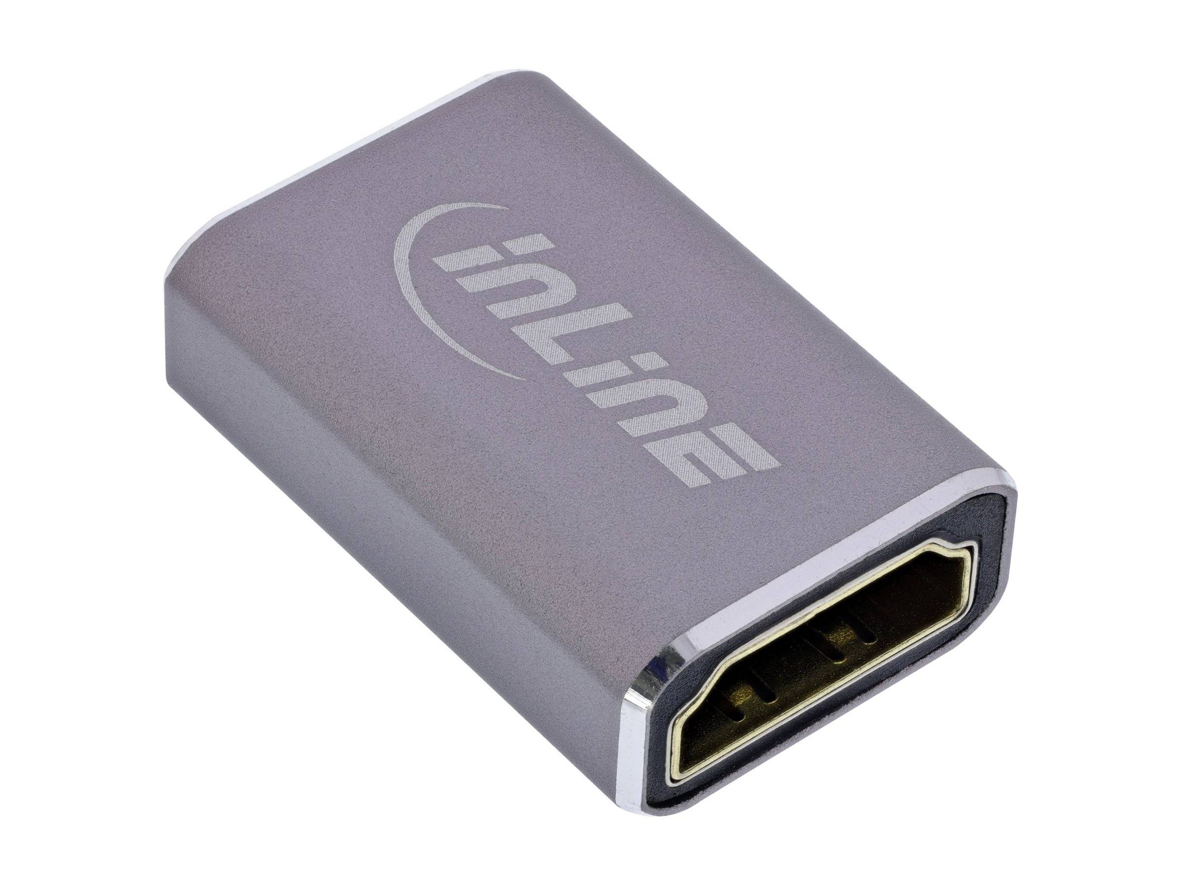 InLine' Marken-HDMI-Adapter, silbern mit rechteckiger Form, zeigt den HDMI-Anschluss.