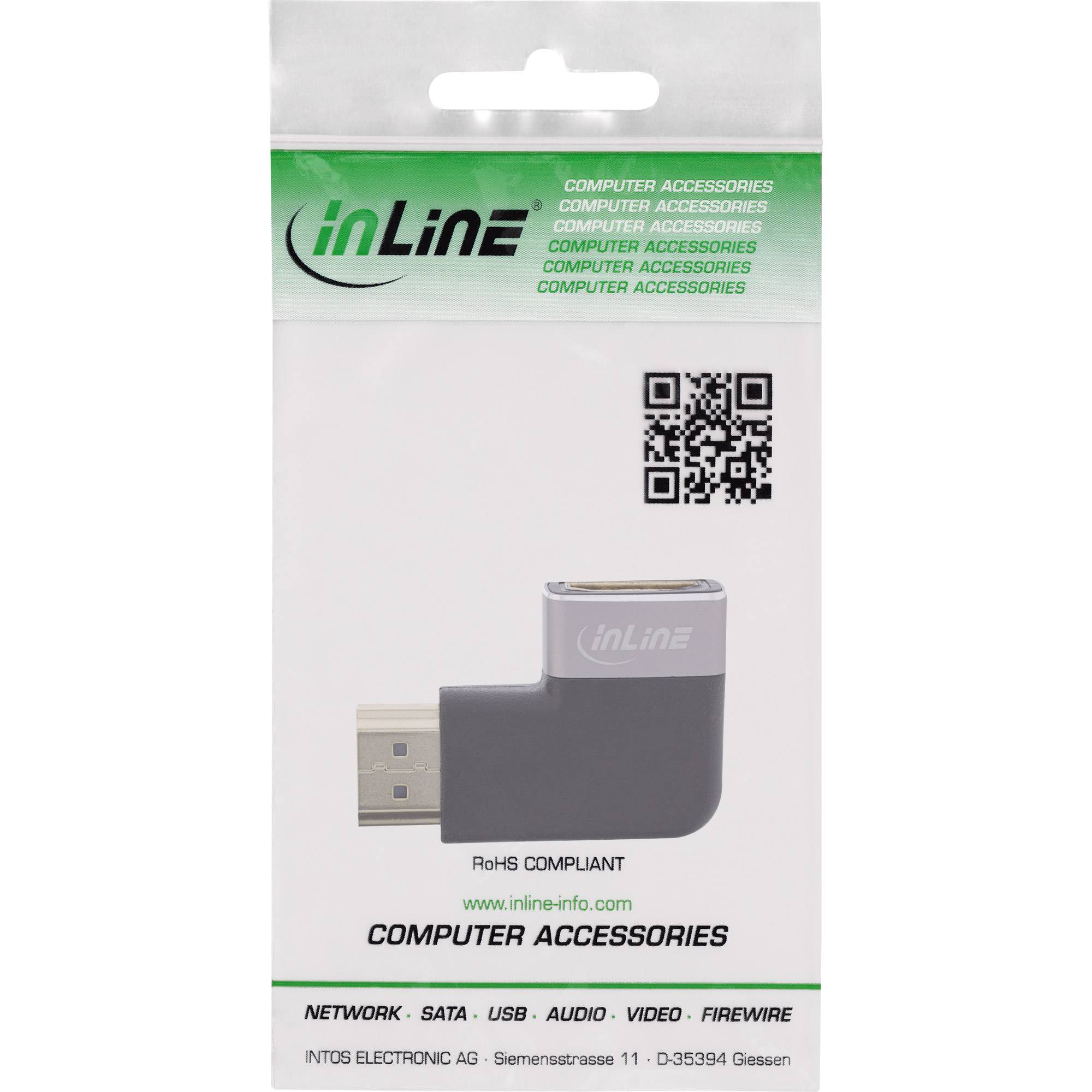 InLine® HDMI Adapter, A Stecker / Buchse, 90ï¿½ links, 8K UHD Adapter / Konverter Video