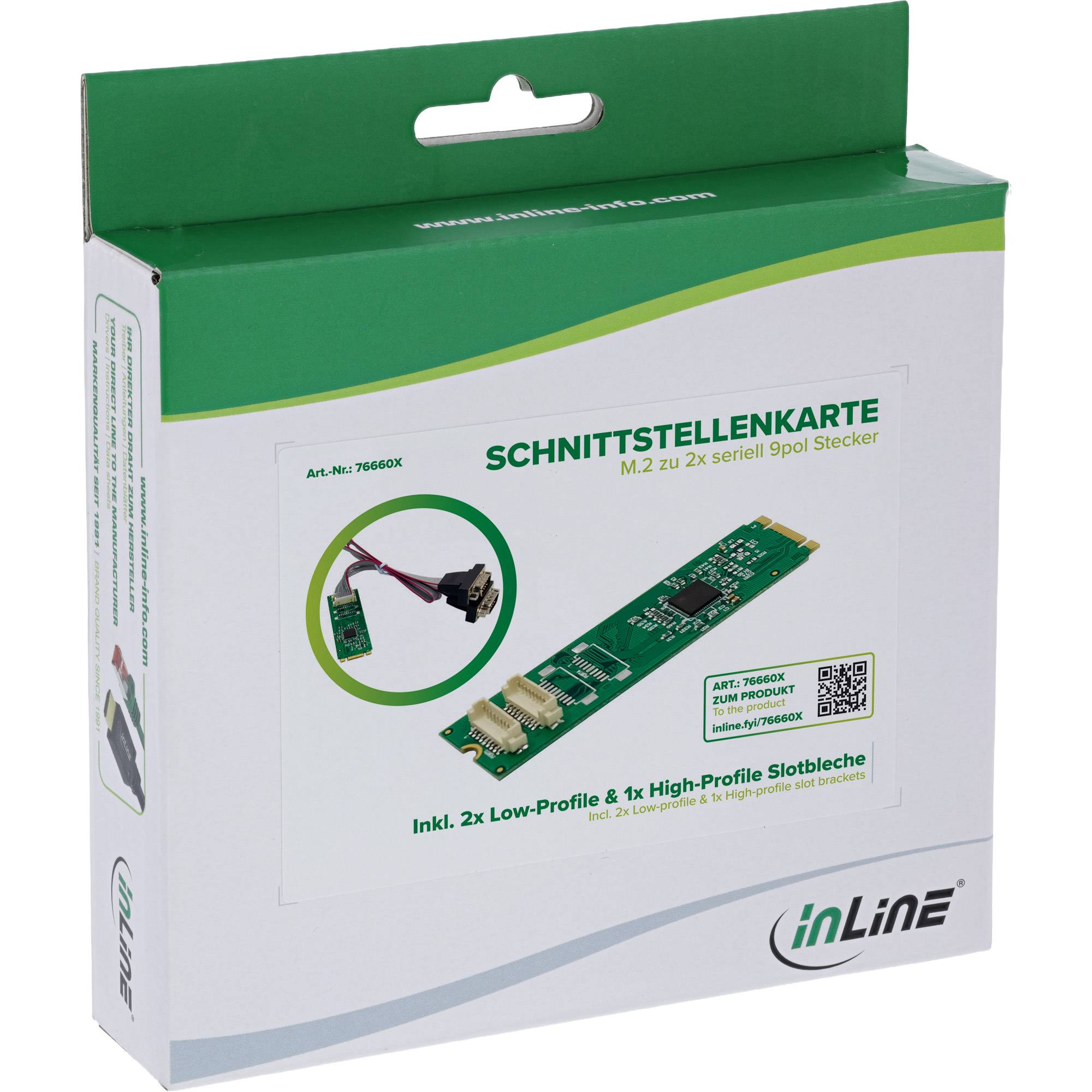 InLine Schnittstellenkarte M.2 zu 2x seriell 9pol SteckerPCIe 2.0