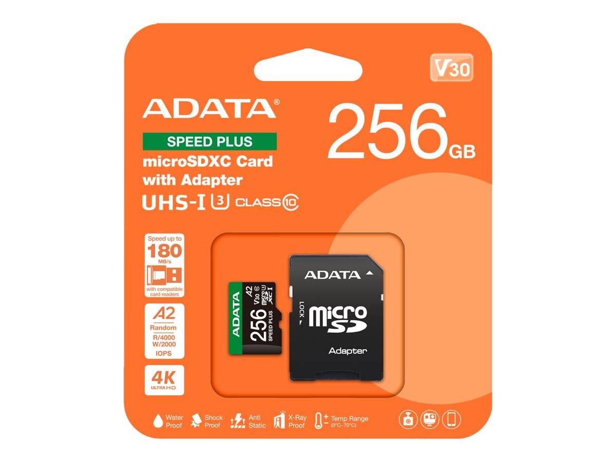 ADATA SPEED PLUS - Flash-Speicherkarte (SD-Adapter inbegriffen)256 GB - A2 /