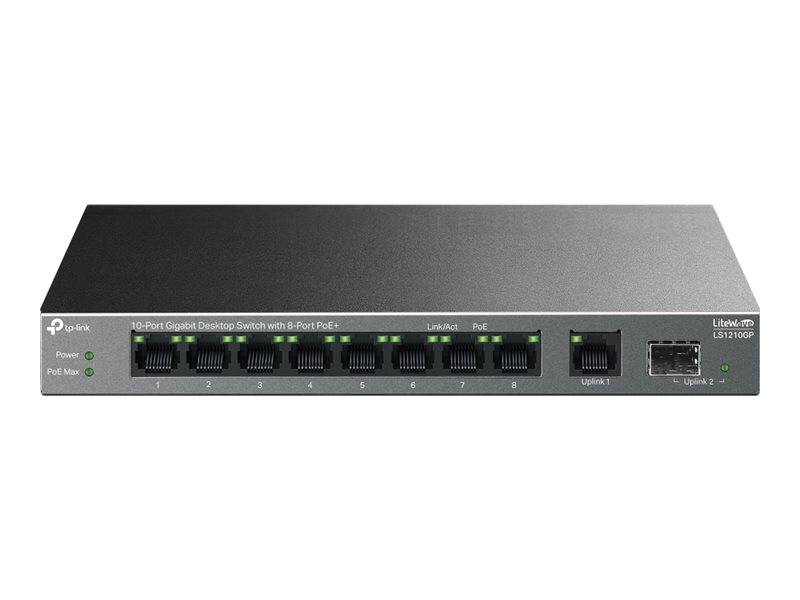 TP-LINK LiteWave LS1210GP V1 - Switch - 8 x 10/100/1000 (PoE+)+ 1 x 10/100/1000