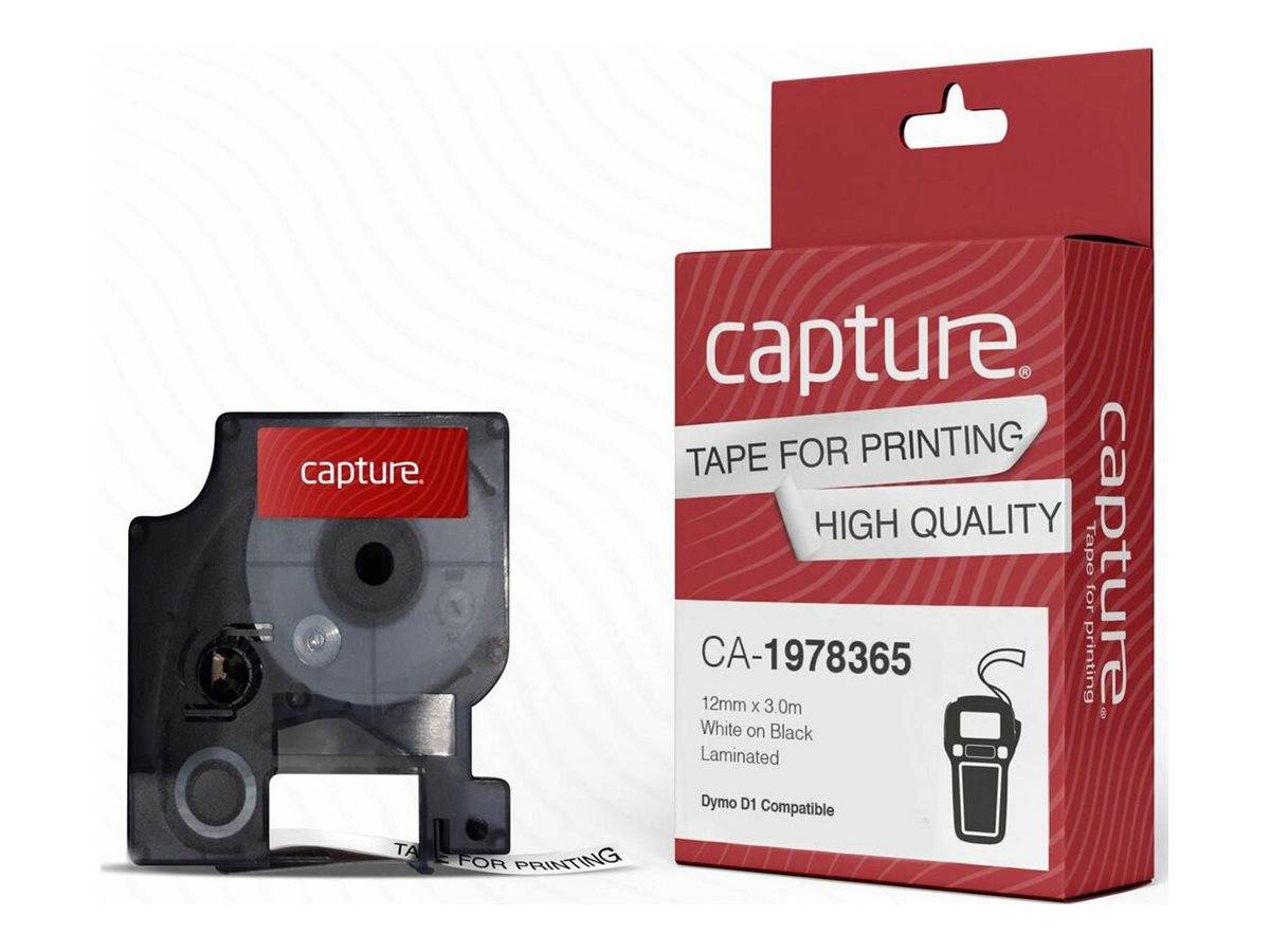 Capture Nylon - laminiert - Weiß auf Schwarz - Rolle (1,2 cm x 3 m)1 Kassette(n)