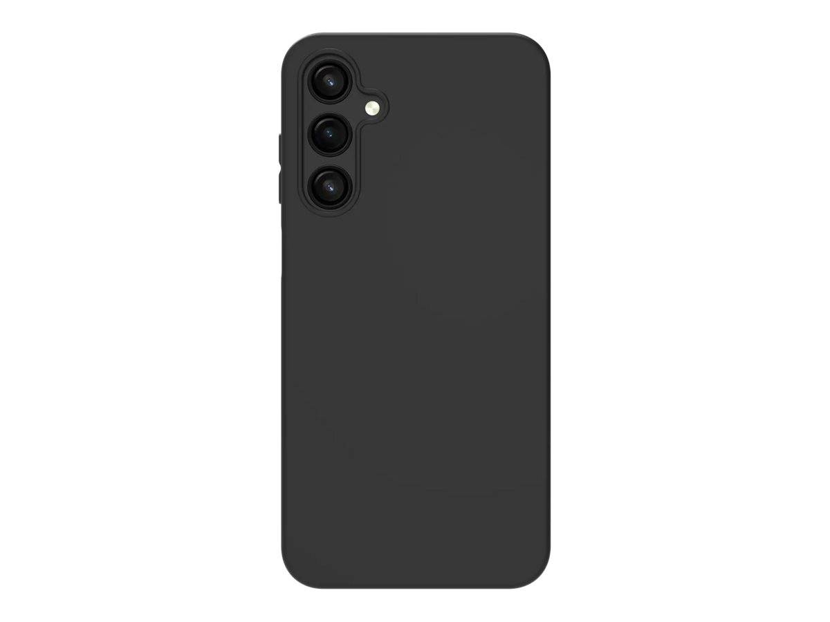 Ein schwarzes Smartphone mit drei Rückkameras und einem einfachen, eleganten Design.
