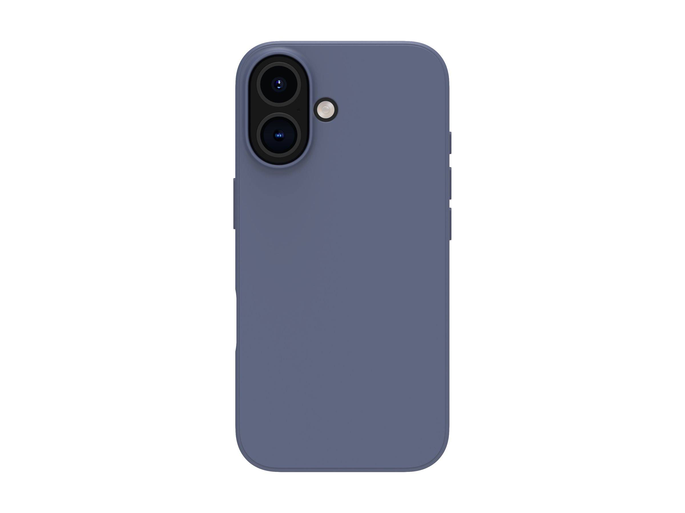 Blauer Smartphone-Hülle, von hinten gezeigt, mit Ausschnitten für Dual-Kamera und Blitzöffnung, entwickelt für einen schlanken und schützenden Sitz.
