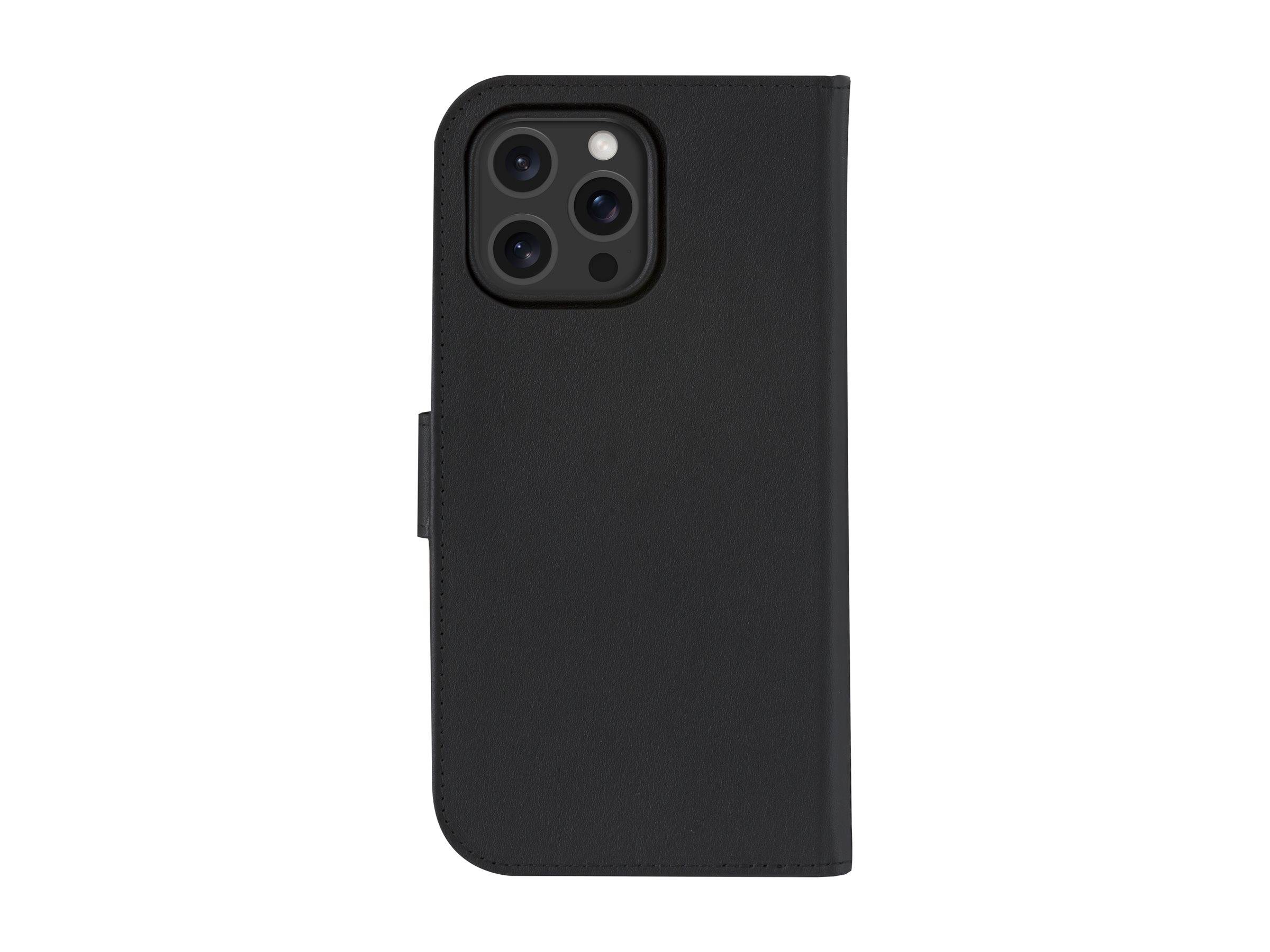 Eine schwarze Smartphone-Hülle mit Kameraausschnitt für drei Objektive und einen Blitz, die für ein bestimmtes Smartphone-Modell entwickelt wurde.