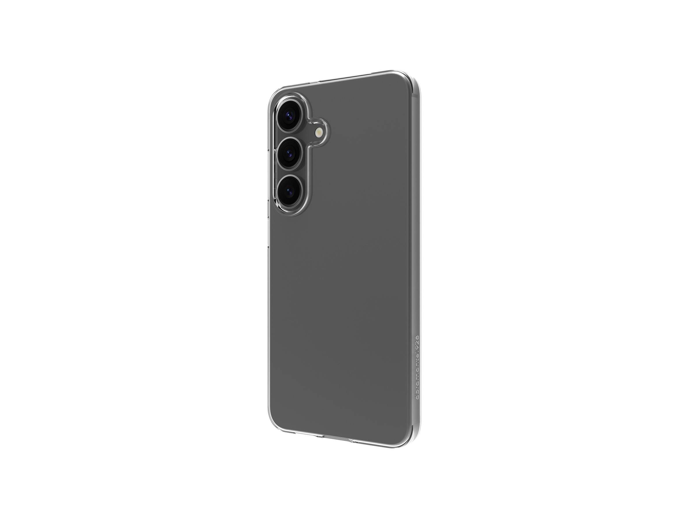 Ein schlankes, modernes Smartphone mit Triple-Kamera-Design, von hinten betrachtet, mit einem minimalistischen und reflektierenden Finish.