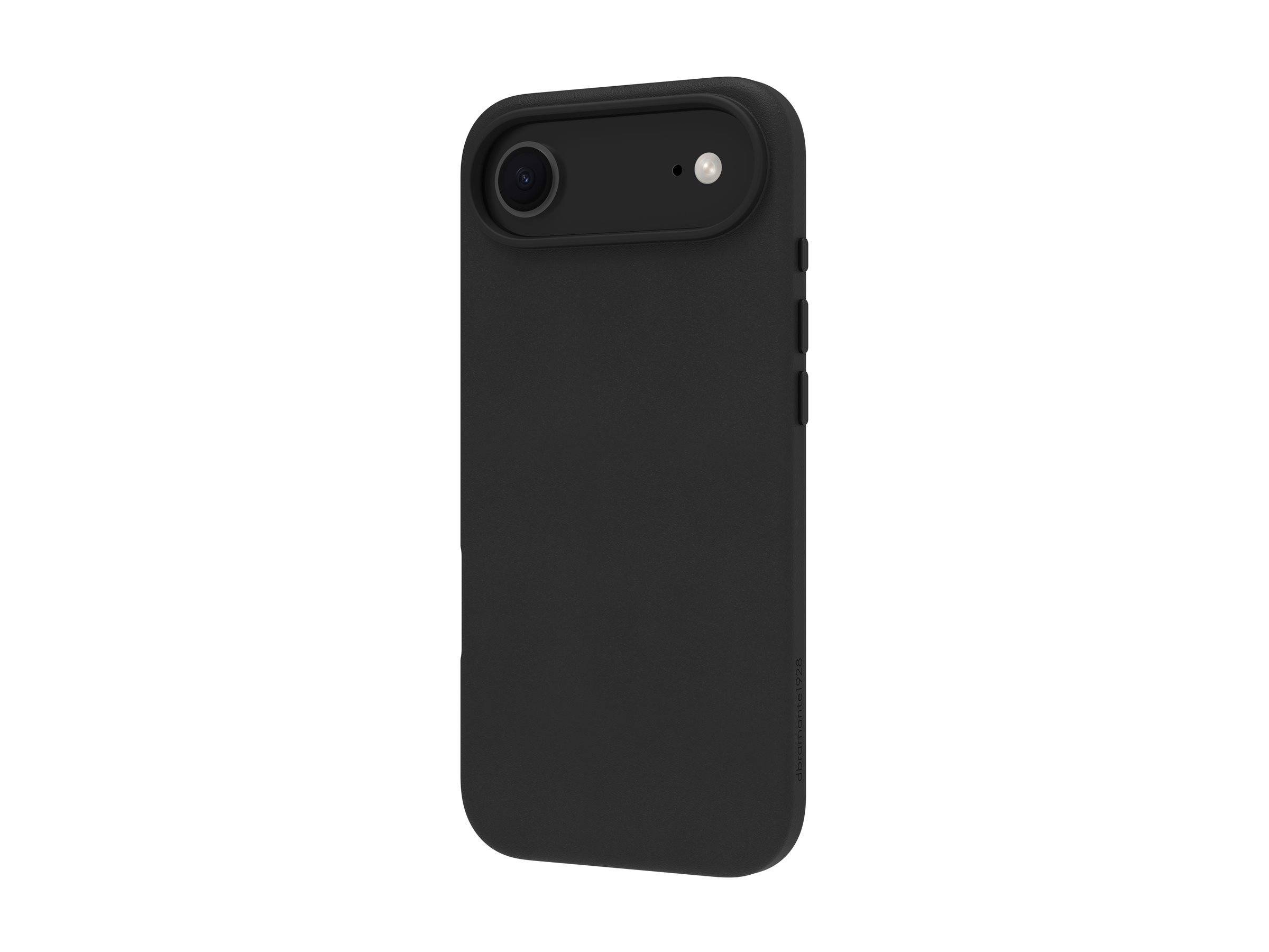 Schwarze Smartphone-Schutzhülle mit erhöhtem Kameraausschnitt, dargestellt auf weißem Hintergrund.