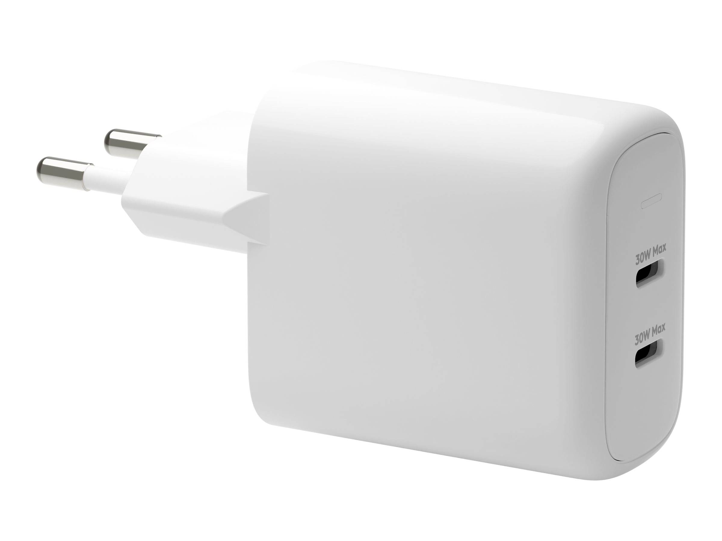 Ein weißes Ladegerät mit einem USB-C-Stecker.