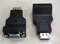 Zwei schwarze VGA-zu-HDMI-Adapter, die auf einer Oberfläche platziert sind und sowohl die VGA- als auch die HDMI-Enden zeigen.