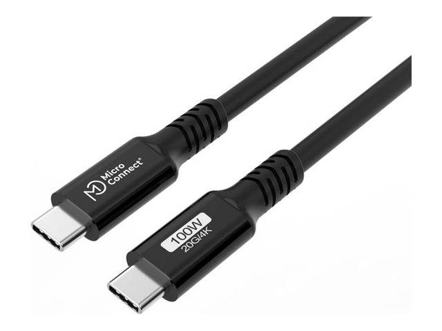 Zwei schwarze USB-C-Kabel mit den Beschriftungen „Micro Connect