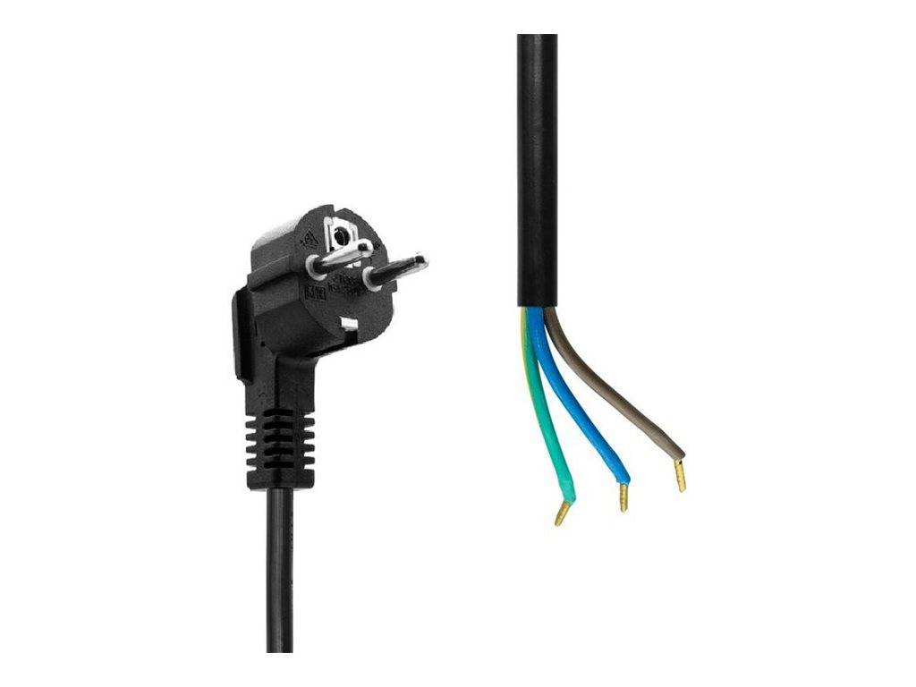 MicroConnect Stromkabel - Typ F/E (M) gewinkeltzu offenes Ende gerade - 1.8 m -