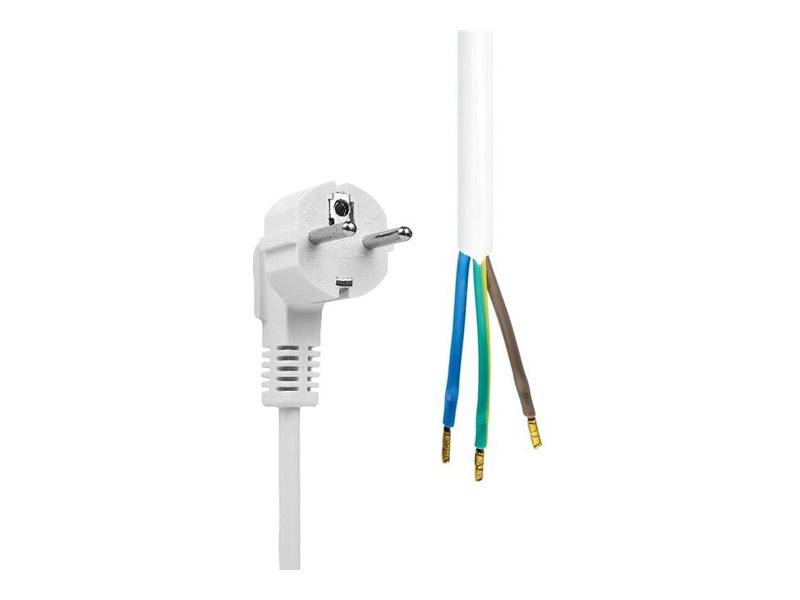 MicroConnect Stromkabel - Typ F/E (M) gewinkeltzu offenes Ende gerade - 3 m -