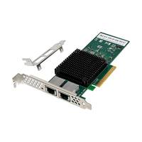 Eine Netzwerkkarte mit zwei Ethernet-Anschlüssen, Kühlkörper und einem Metallbügel. Geeignet zum Anschluss eines Computers an ein Kabelnetzwerk.
