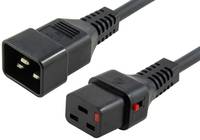 IEC C13 auf C14 Netzkabel mit schwarzen Steckern, verwendet zum Anschluss von Geräten an Stromquellen oder in Rechenzentren.