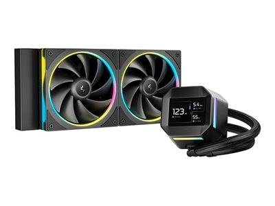 PC CPU-Kühler mit zwei RGB-Lüftern und einem digitalen Display zur Temperaturanzeige