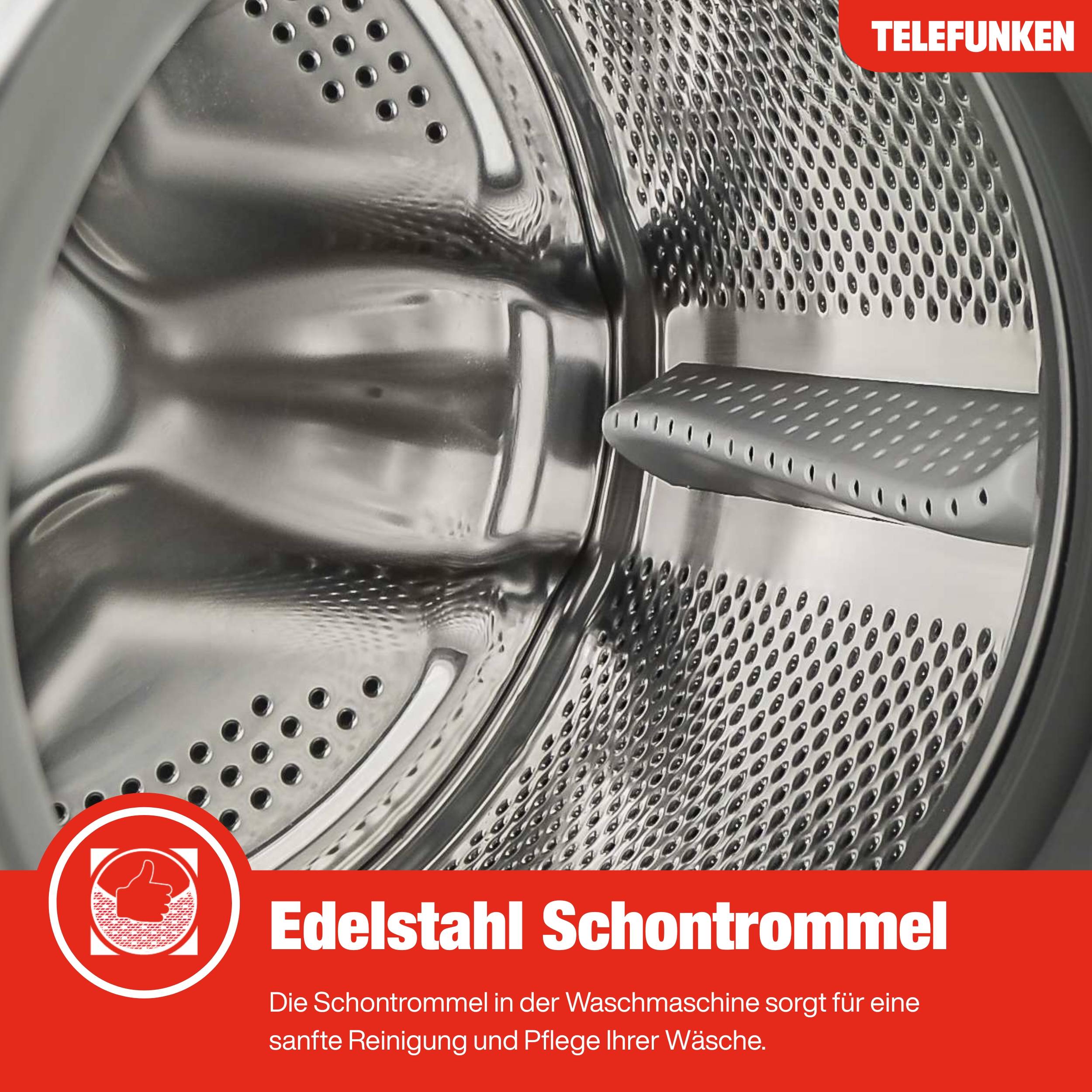 Telefunken Waschmaschine 7kg | Frontlader 1400 U/Min. | Inverter Motor | AquaStop | Schontrommel | W714AS1DI dark inox