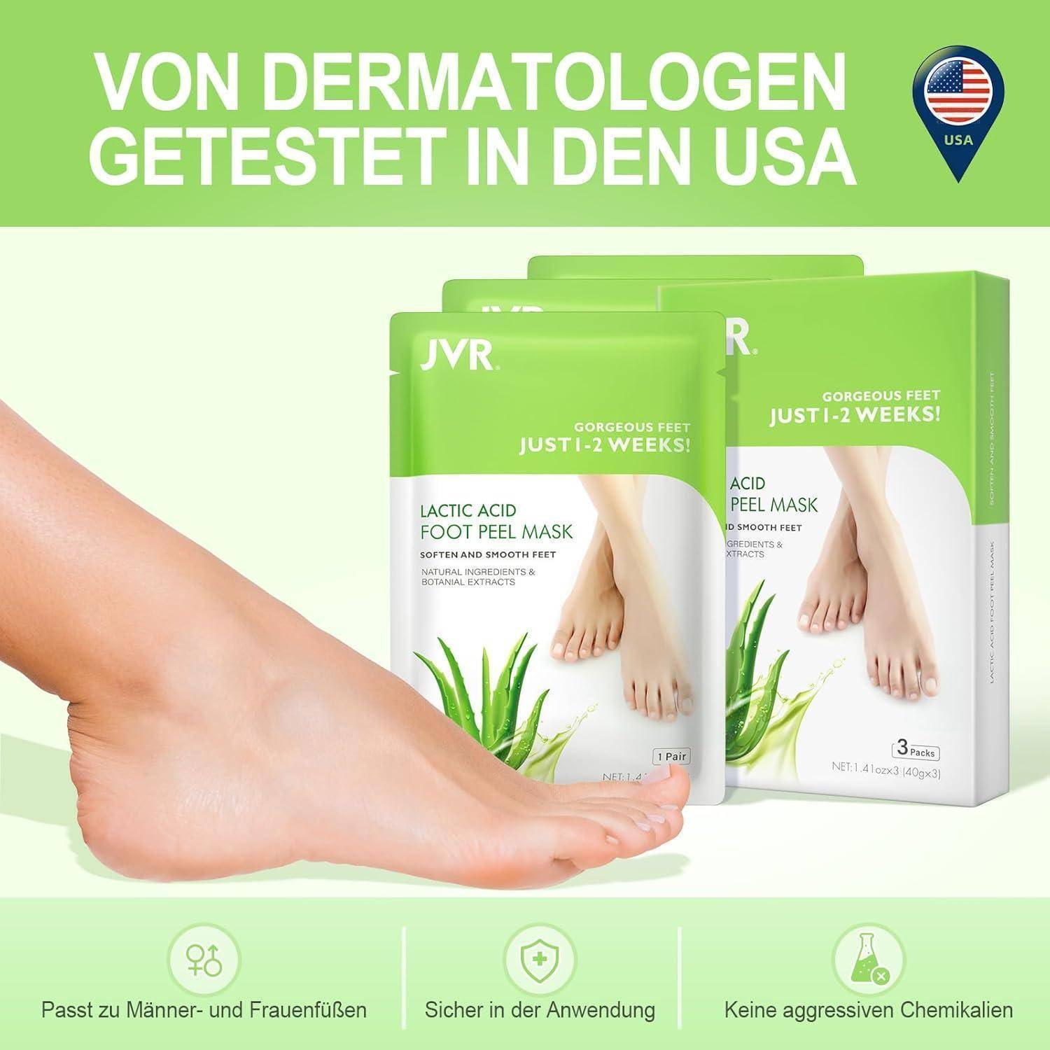 Milchsäure Fußmaske 3 Paar Hornhautentferner Hornhaut Socken fußpflege