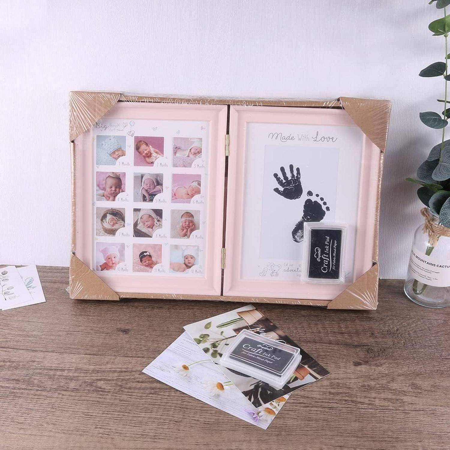 Hand Fuß Abdruck Baby Fotoalbum Rosa Fotorahmen