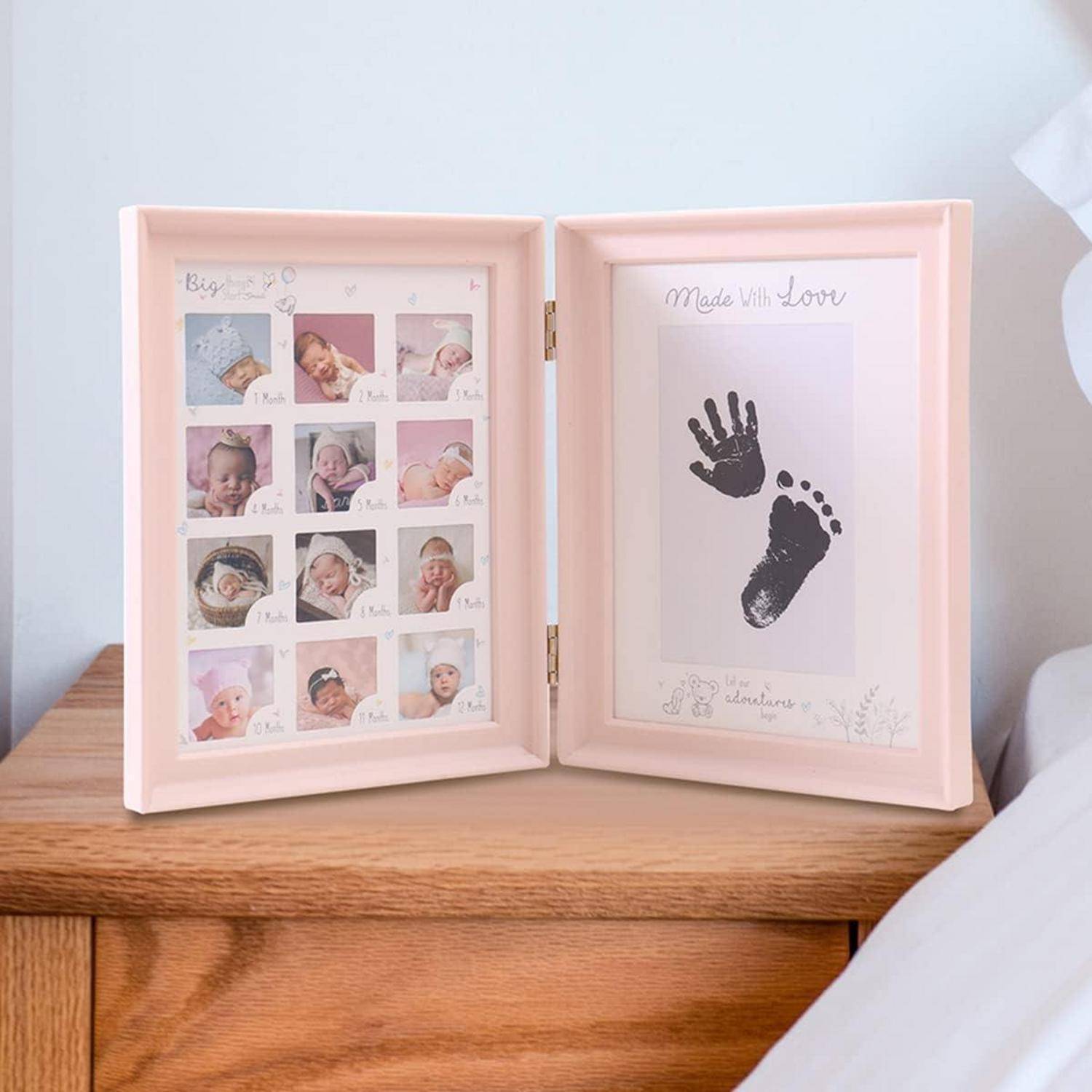 Hand Fuß Abdruck Baby Fotoalbum Rosa Fotorahmen