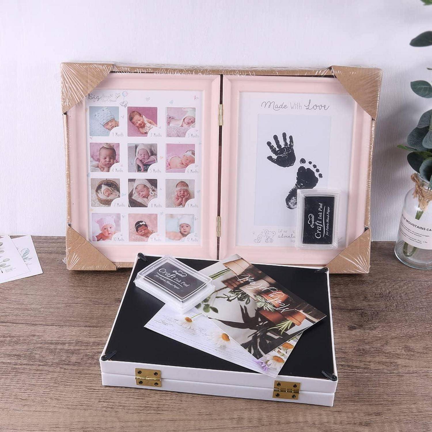 Hand Fuß Abdruck Baby Fotoalbum Rosa Fotorahmen