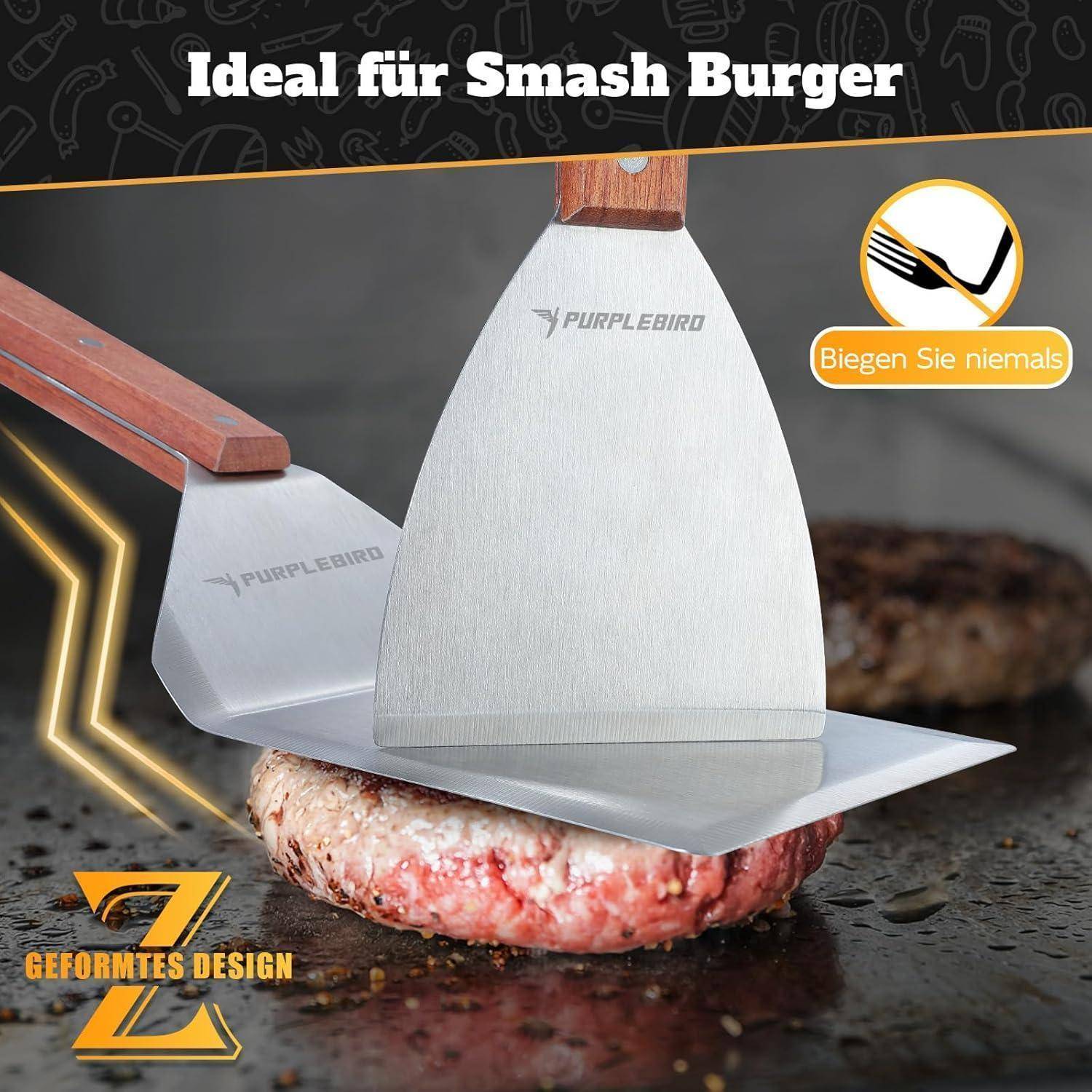Plancha Set Grillspachtel Grillwender Grillzubehör Geschenk für Männer