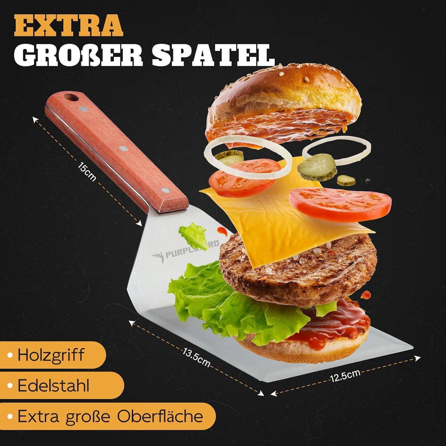 Plancha Set Grillspachtel Grillwender Grillzubehör Geschenk für Männer