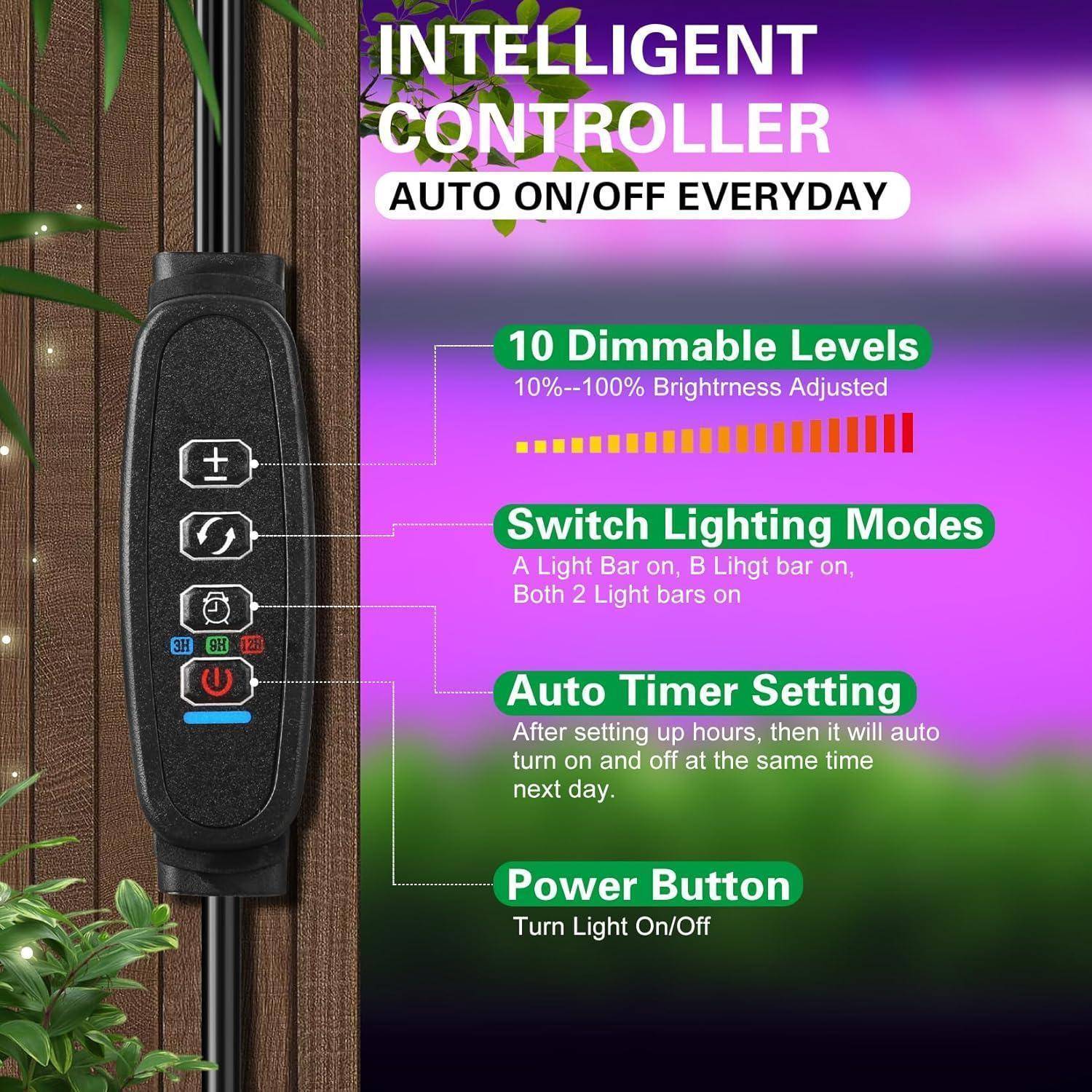 Pflanzenlampe LED Vollspektrum Grow Lampe USB Auto Timer 120 LEDs