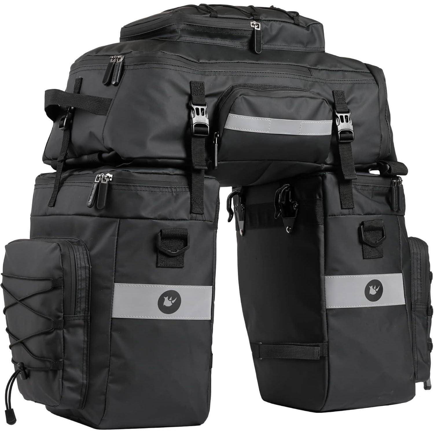 Fahrradtasche 3-in-1 wasserdicht Gepäckträger 75L Rucksack Schwarz