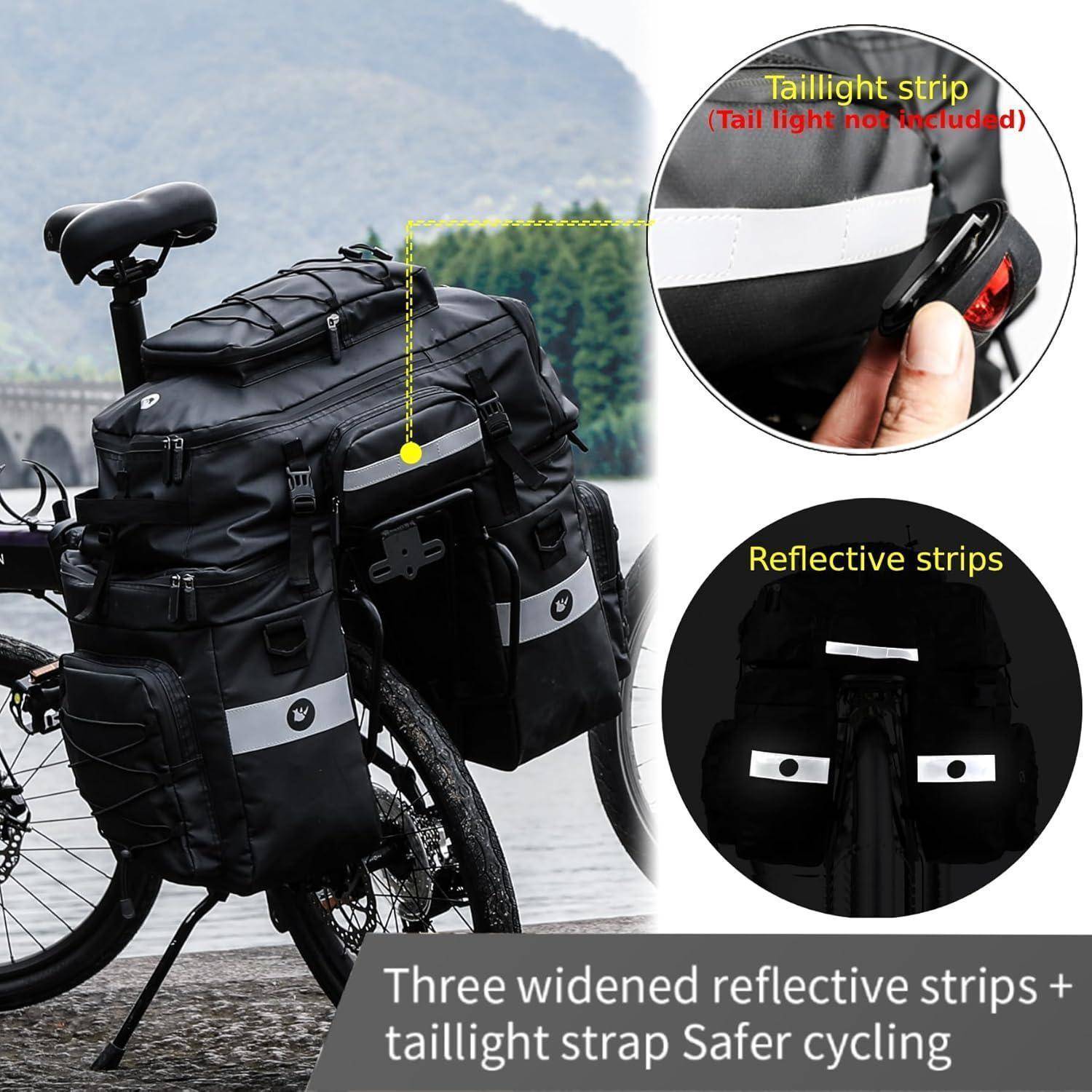 Fahrradtasche 3-in-1 wasserdicht Gepäckträger 75L Rucksack Schwarz