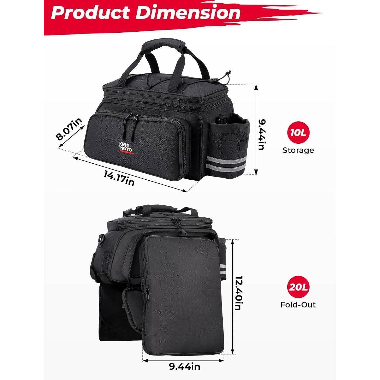 3 IN 1 Gepäckträgertasche 20L wasserdicht Fächer Tragegriff