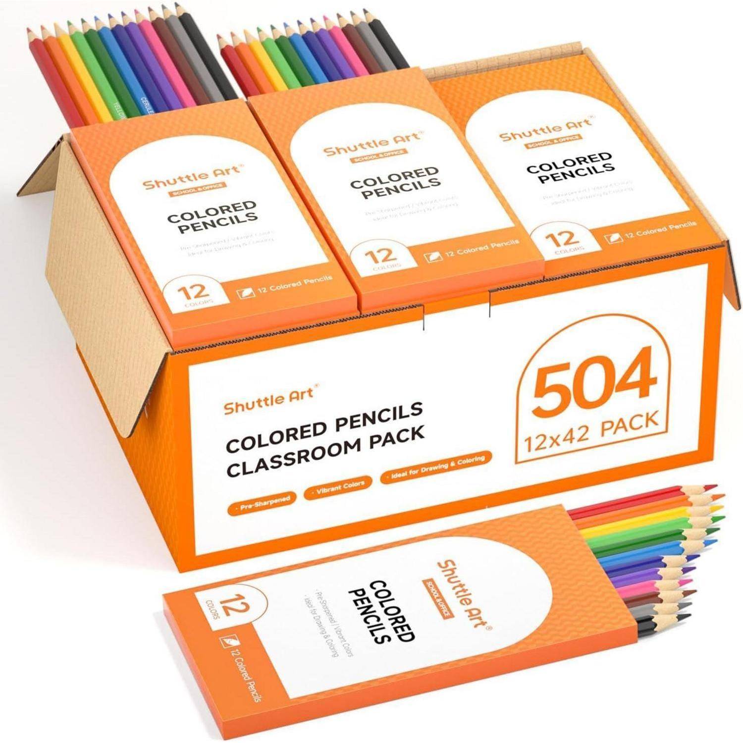 Buntstifte Set 504 Kinder Farbstifte 12 Farben Holzstifte Großpackung